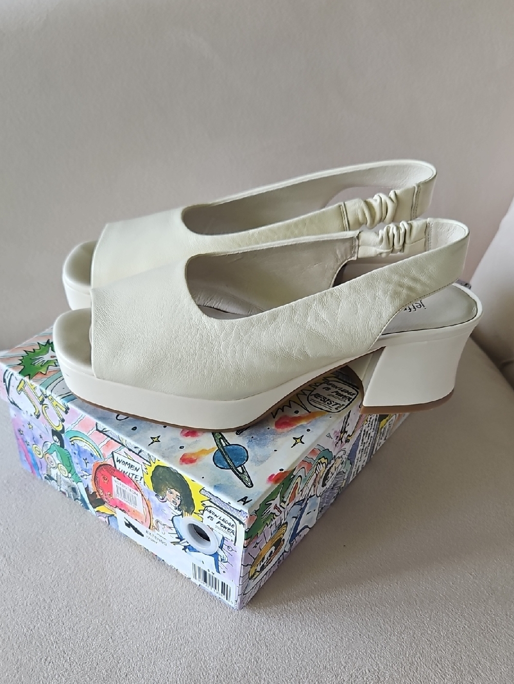 Jeffery Campbell Extendo Slingback Sandal in Cream (Size 9)